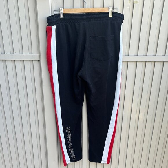 Criminal Damage London Women’s Black, Red and White Striped Sweatpants - Picture 7 of 11
